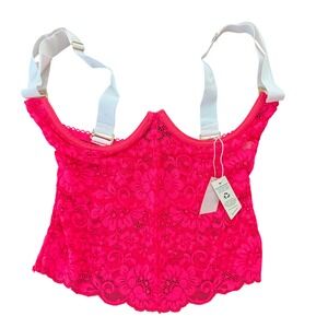 We Are HAH Bust A Move Bustier Pink Lace Corset Top XS HAHt Lava New